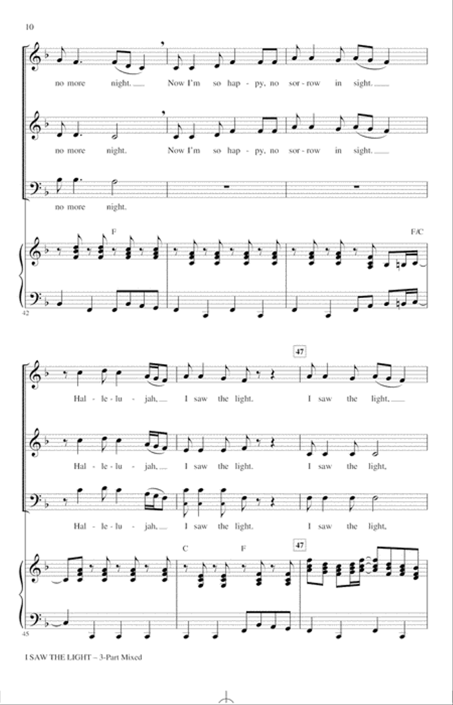 I Saw The Light (arr. Audrey Snyder) 3-Part scores gallery preview page 8