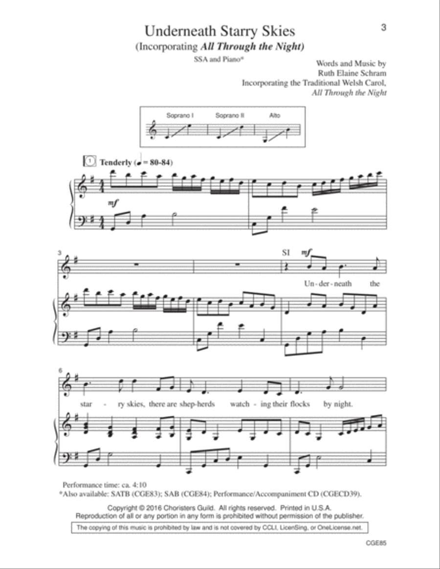 Underneath Starry Skies (SSA) SSA scores gallery preview page 2