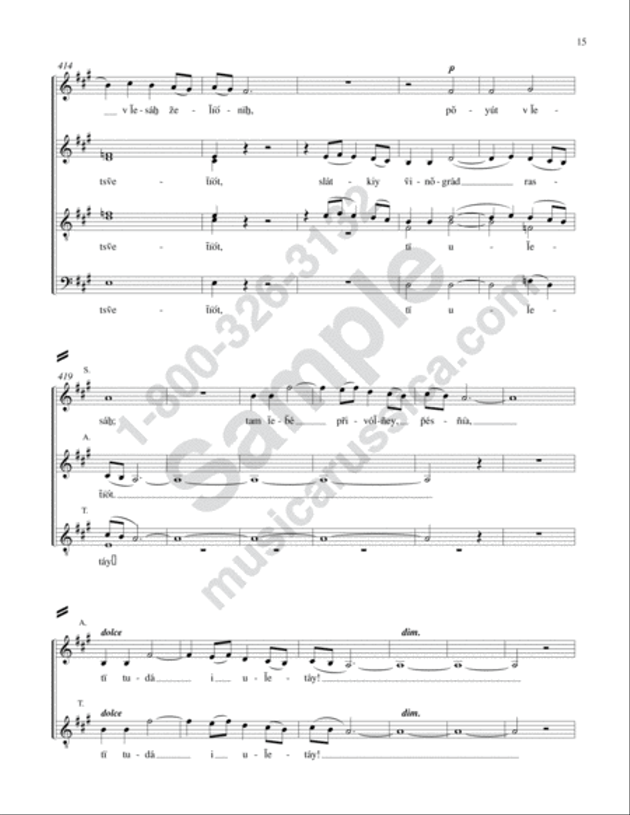 Polovetsian Dances from 'Prince Igor' (Choral Parts) 4-Part scores gallery preview page 14