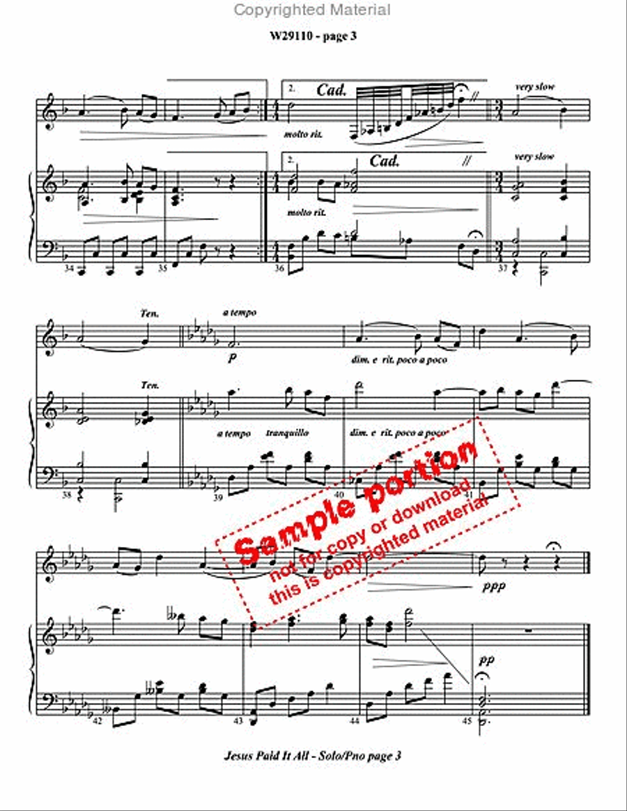 Jesus Paid It All Piano Accompaniment scores gallery preview page 3