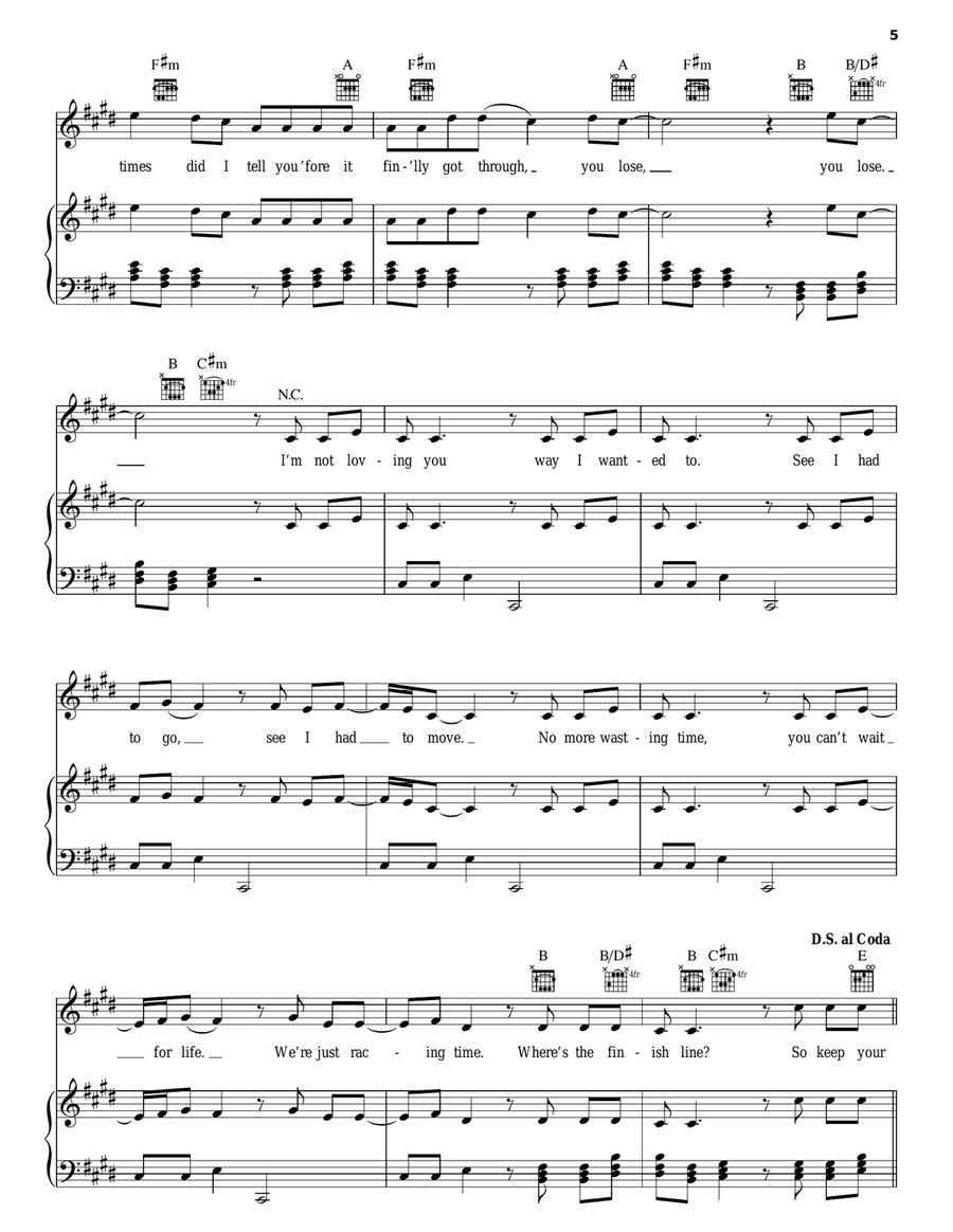 Love Lockdown Piano, Vocal, Guitar scores gallery preview page 5