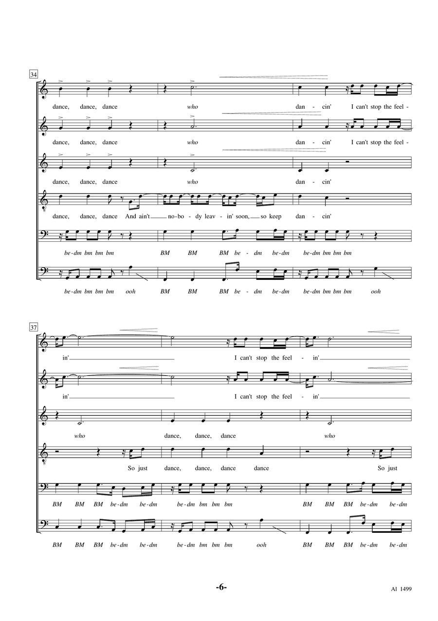 Can't Stop The Feeling from TROLLS Divisi scores gallery preview page 6