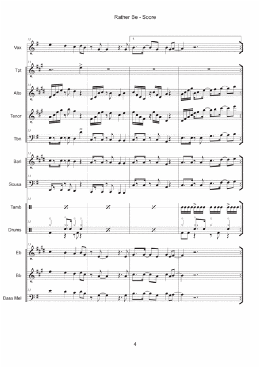 Rather Be Large Ensemble scores gallery preview page 4