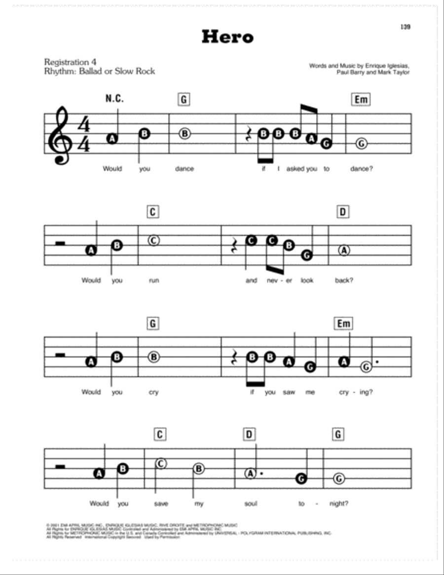 Hero Electronic Keyboard scores gallery preview page 1