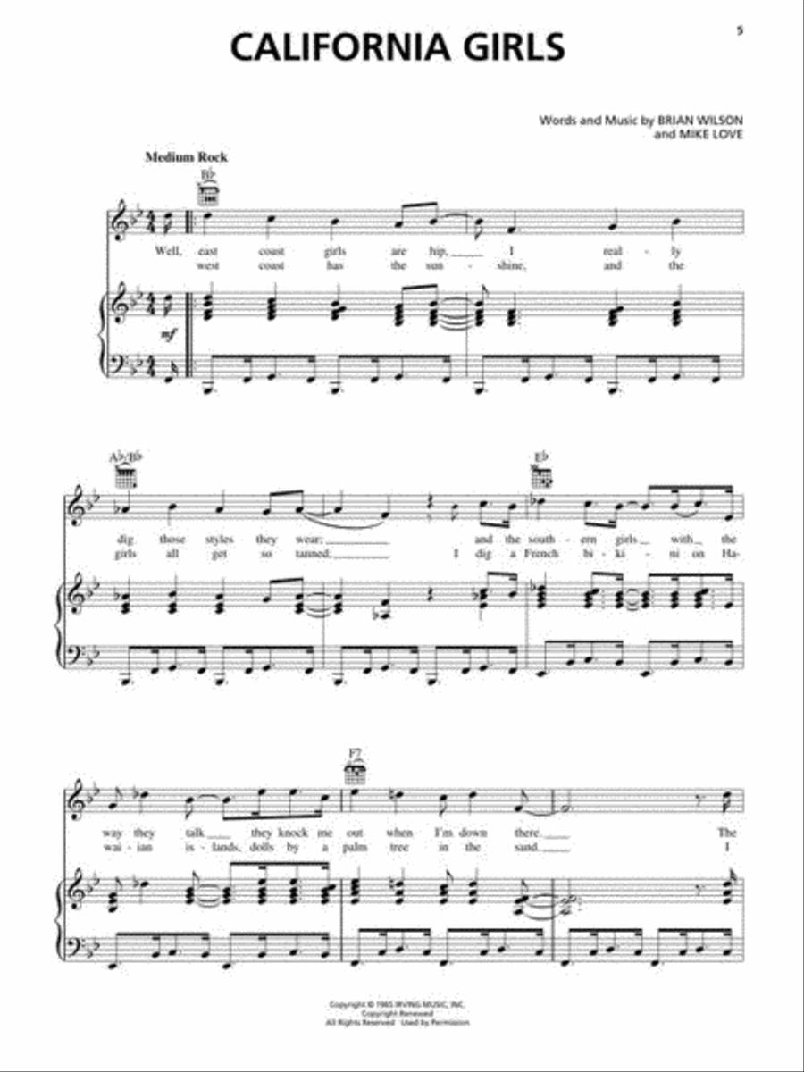 The Beach Boys Anthology Piano, Vocal, Guitar scores gallery preview page 6