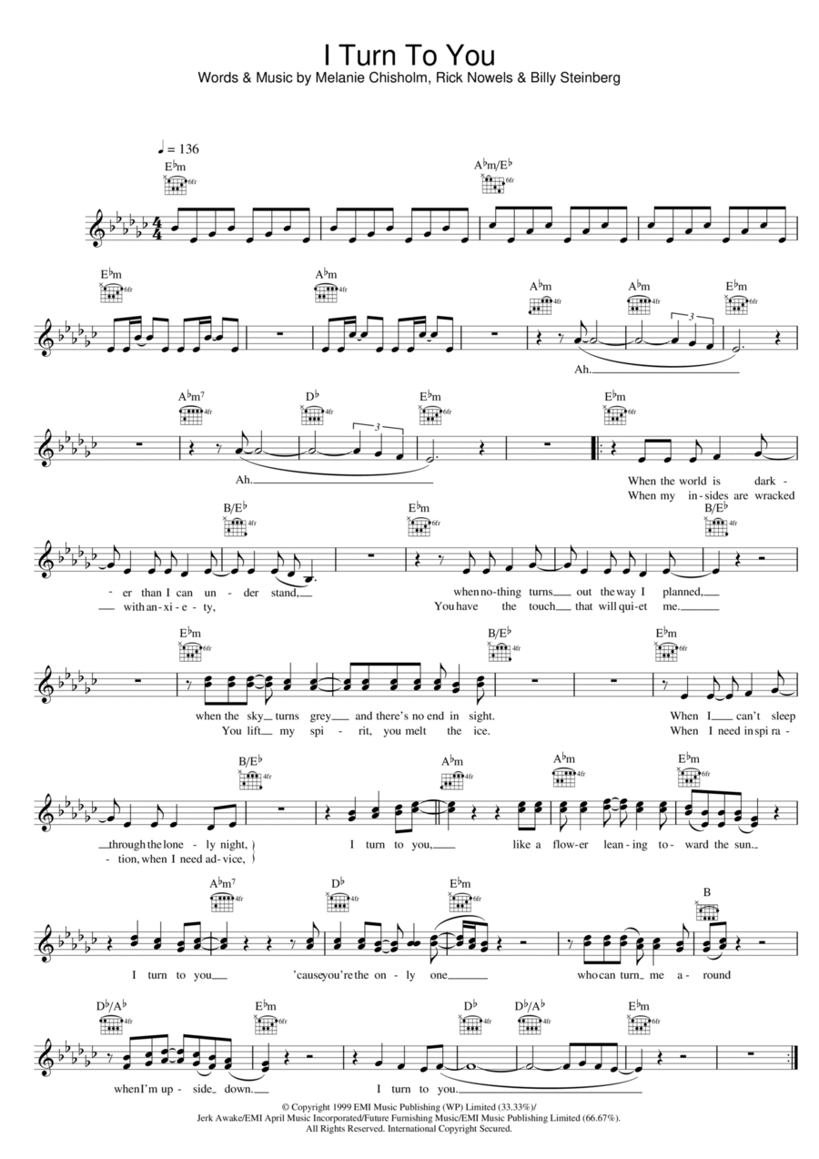 I Turn To You Piano scores gallery preview page 1