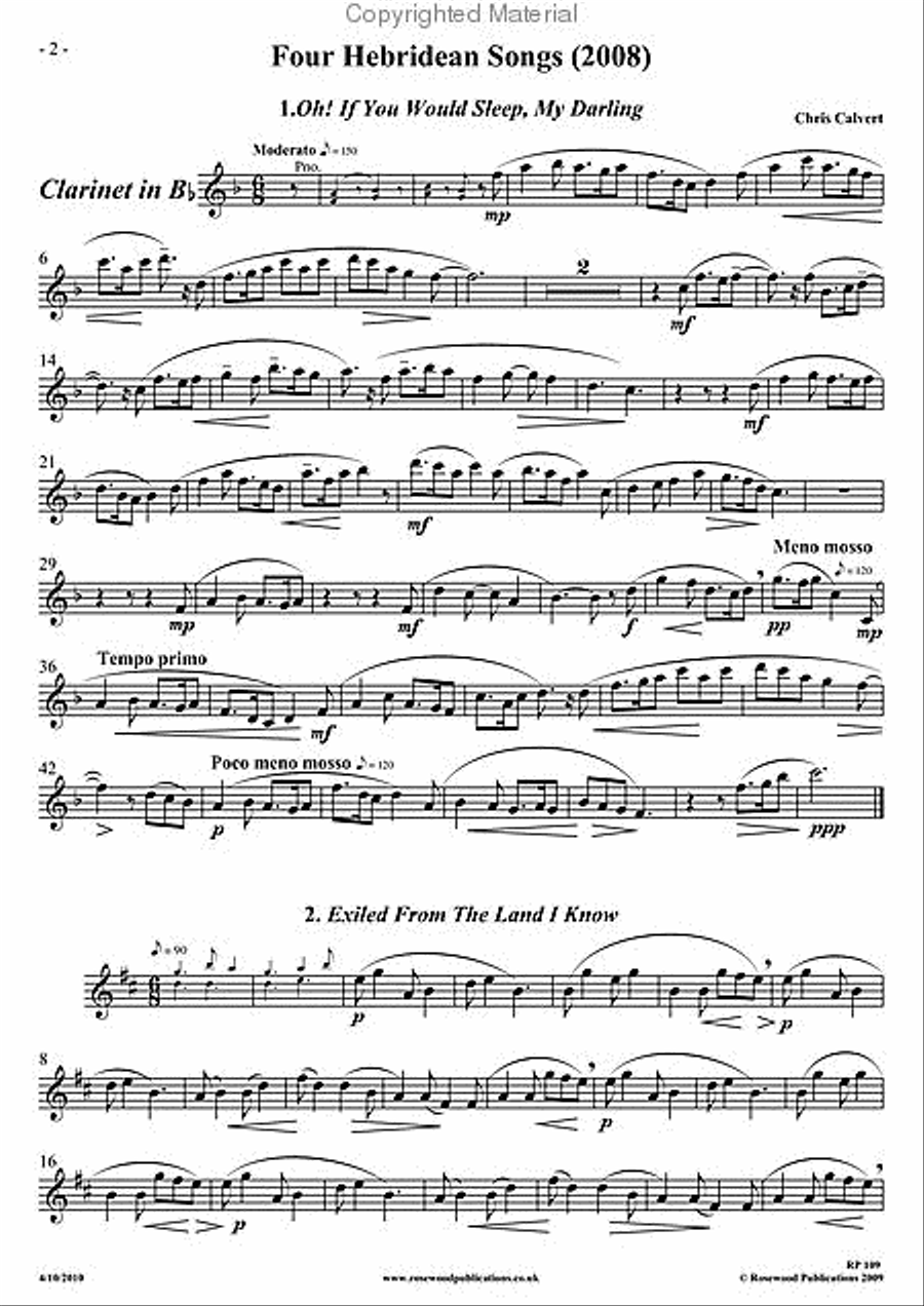 Four Hebridean Songs (2008) Clarinet Solo scores gallery preview page 3