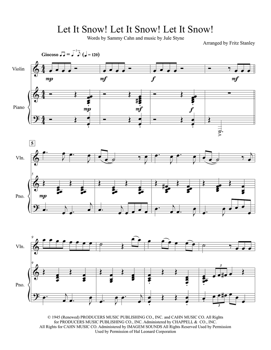 Let It Snow! Let It Snow! Let It Snow! Violin Solo scores gallery preview page 2