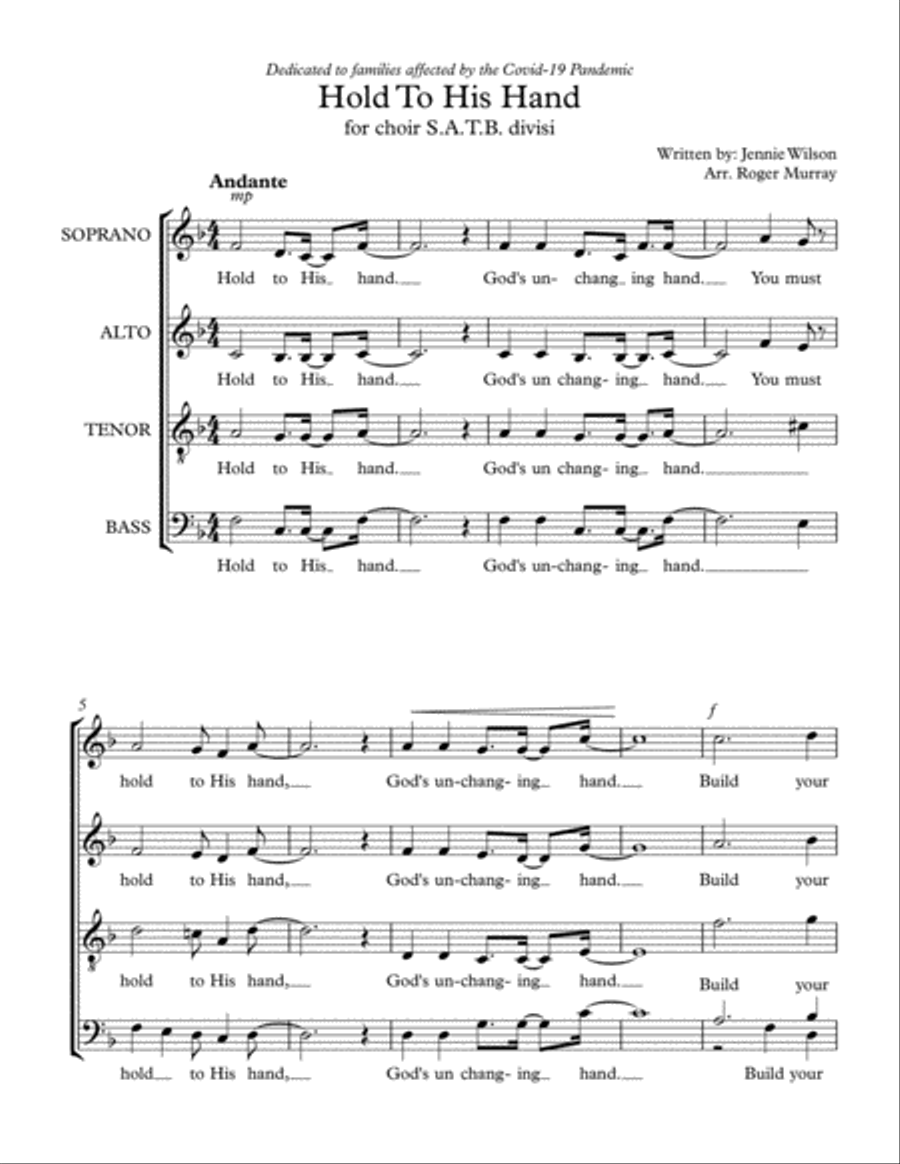 Hold To His Hand 4-Part scores gallery preview page 1