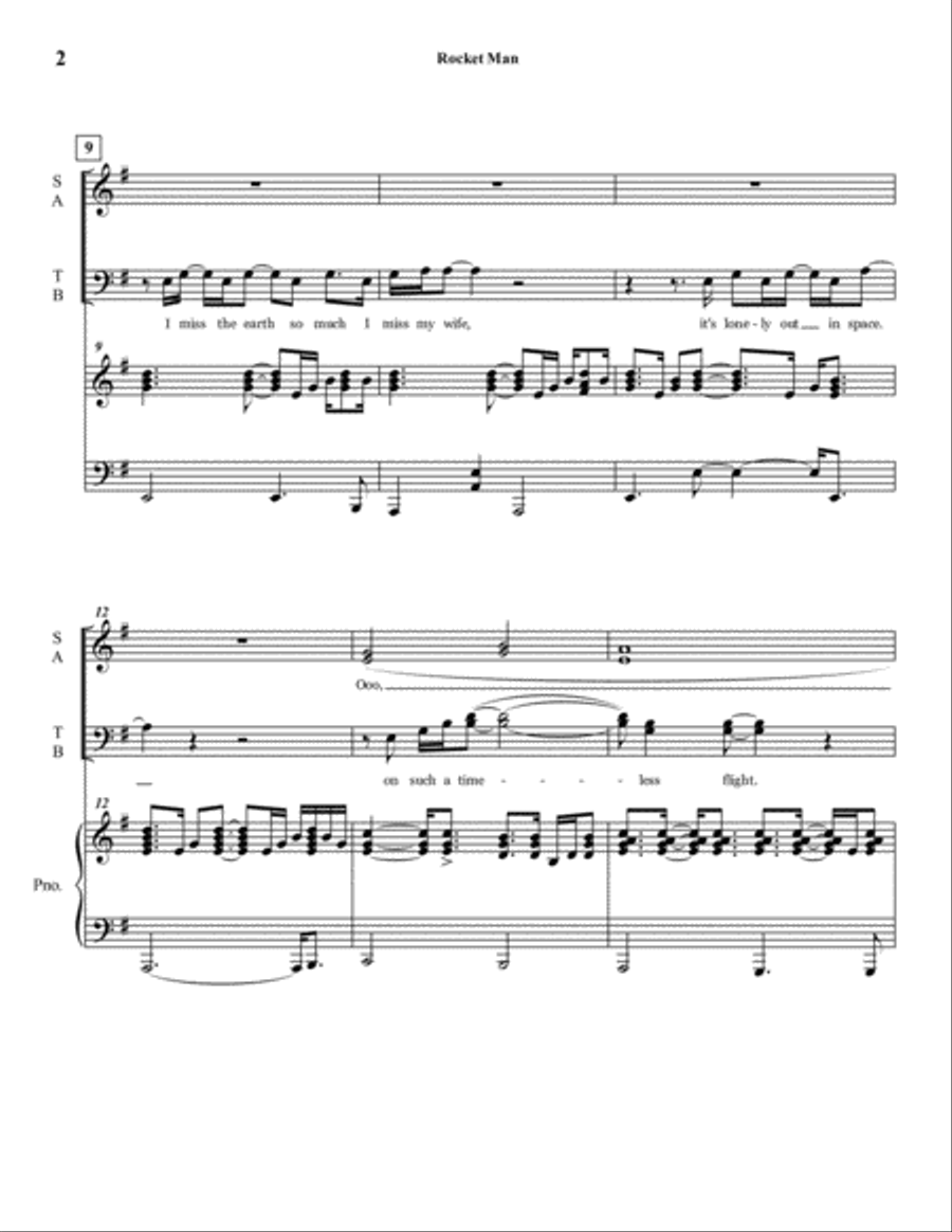 Rocket Man (i Think It's Gonna Be A Long Long Time) 3-Part scores gallery preview page 2