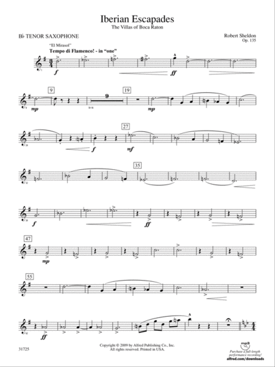 Iberian Escapades: B-flat Tenor Saxophone Concert Band scores gallery preview page 1