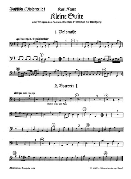 Kleine Suite nach Tänzen aus Leopold Mozarts Notenbuch für Wolfgang für Blockflötenquartett, Streichquartett oder andere Instrumente
