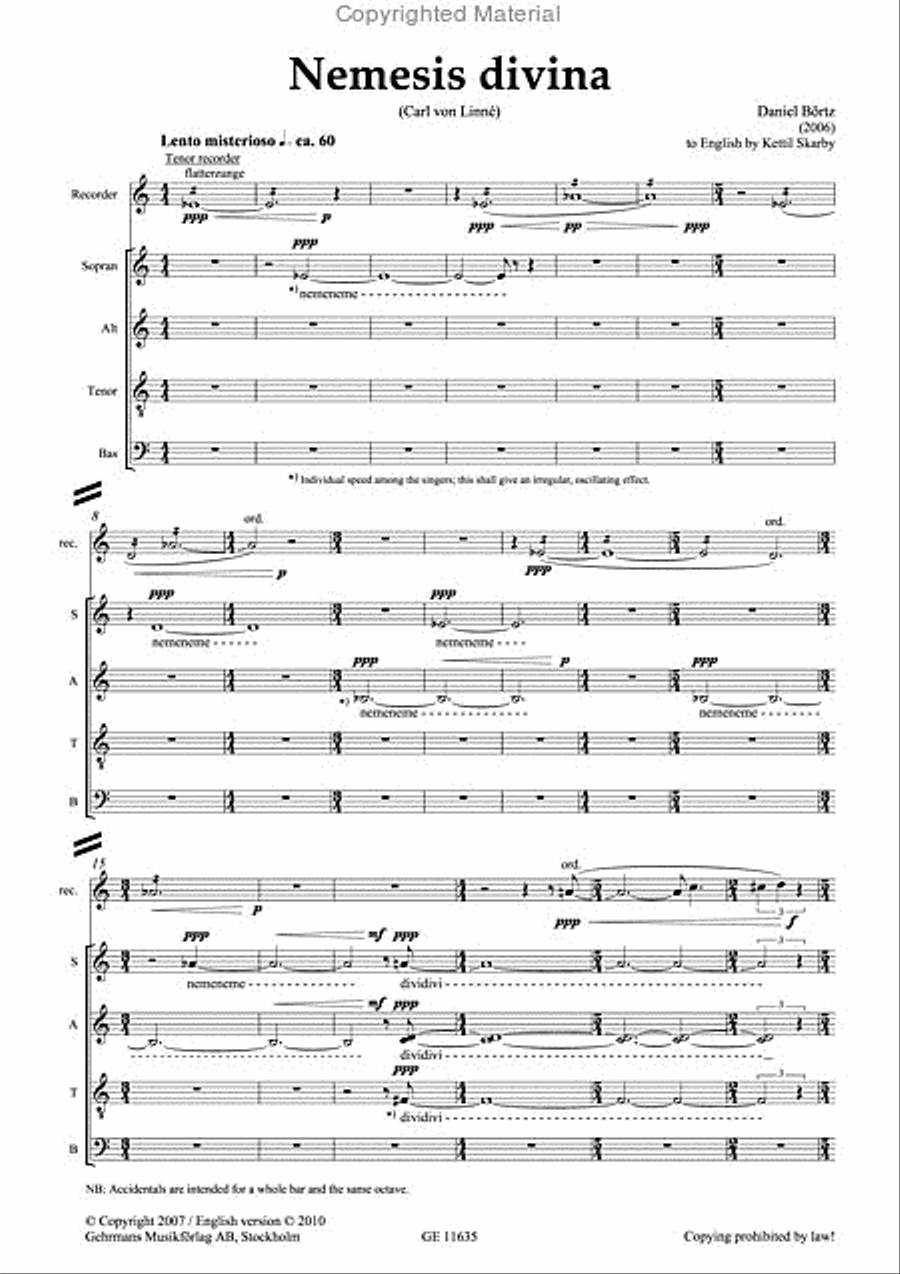 Nemesis divina - engelska/english SSAATTBB scores gallery preview page 2