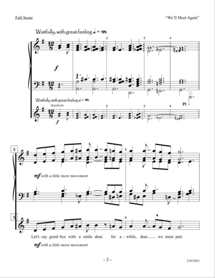 We'll Meet Again Handbell Choir scores gallery preview page 3