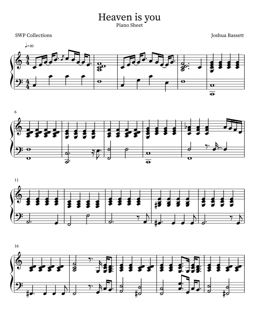 Heaven is you Heaven is you Easy Piano scores gallery preview page 1