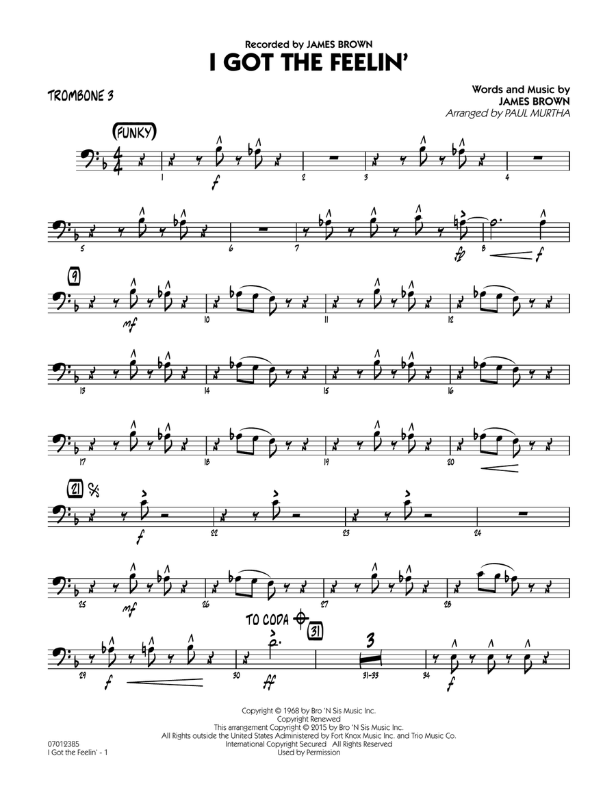 I Got The Feelin' - Trombone 3