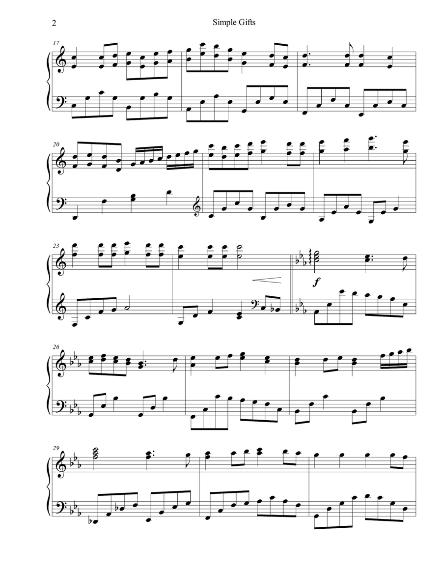 Simple Gifts - late intermediate piano Piano Solo scores gallery preview page 2