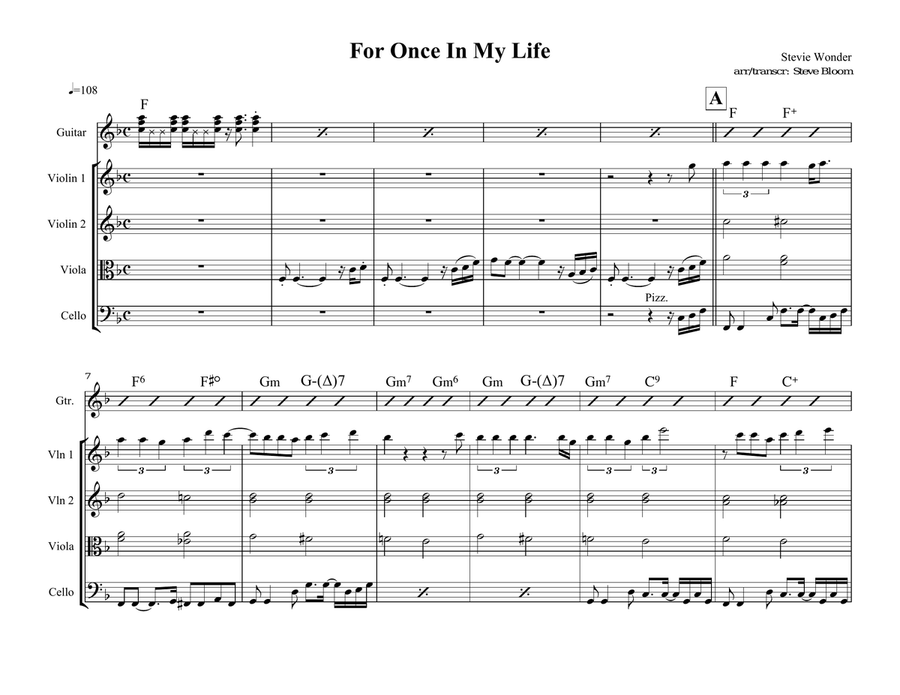For Once In My Life Chamber Orchestra scores gallery preview page 1