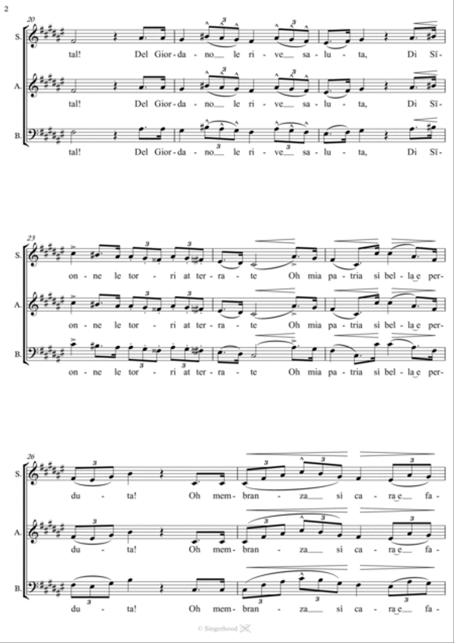 Va, pensiero - Coro di schiavi ebrei (Nabucco) 4-Part scores gallery preview page 2
