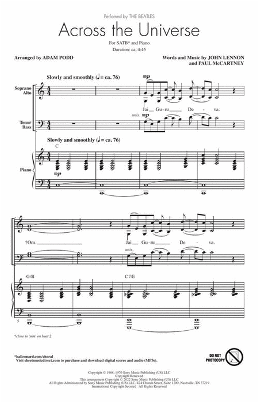 Across the Universe 4-Part scores gallery preview page 4