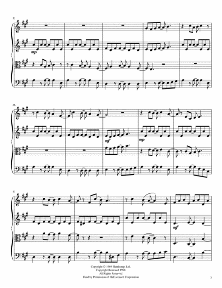 Here Comes The Sun String Quartet scores gallery preview page 4