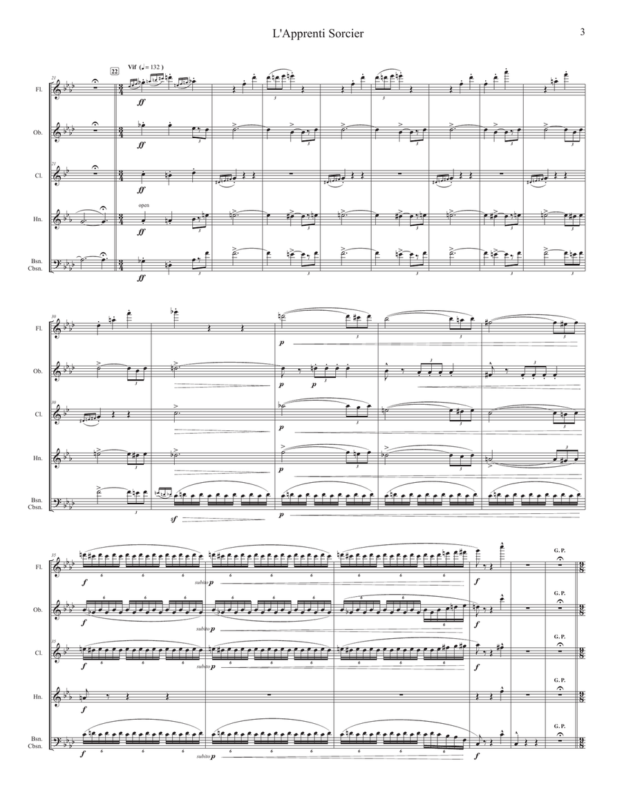 The Sorcerer's Apprentice (for Woodwind Quintet) Woodwind Quintet scores gallery preview page 3