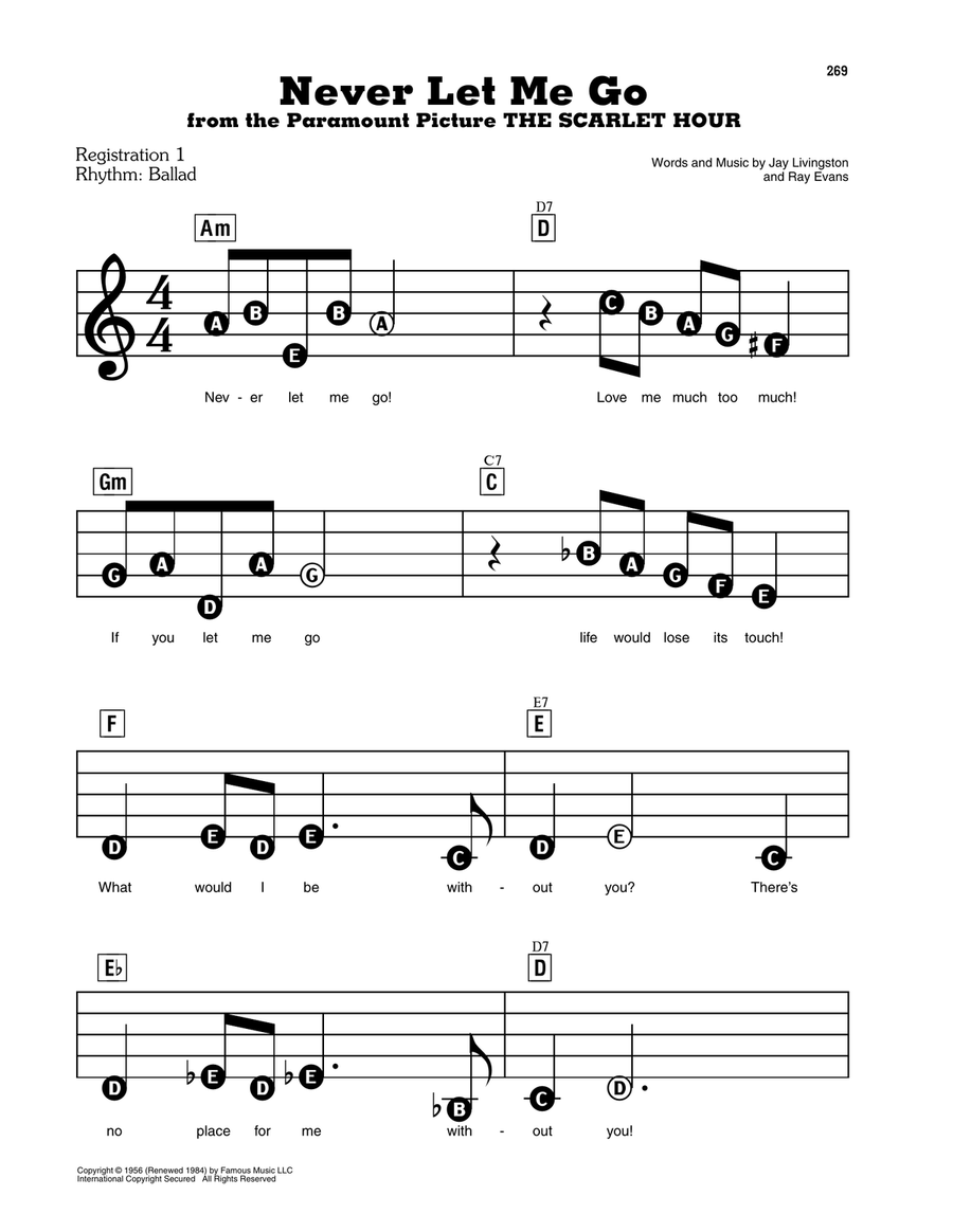 Never Let Me Go Electronic Keyboard scores gallery preview page 1
