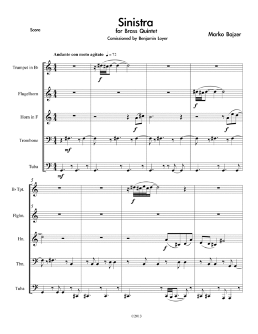Sinistra for Brass Quintet Brass Quintet scores gallery preview page 4