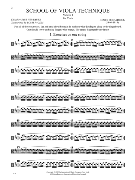 School Of Viola Technique, Volume I