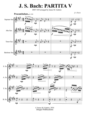 Bach: Partita No. 5 BWV 829 for Saxophone Quartet