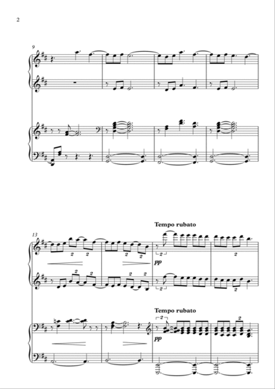 Clair de Lune - 4 hands (D maj) 1 Piano, 4-Hands scores gallery preview page 2