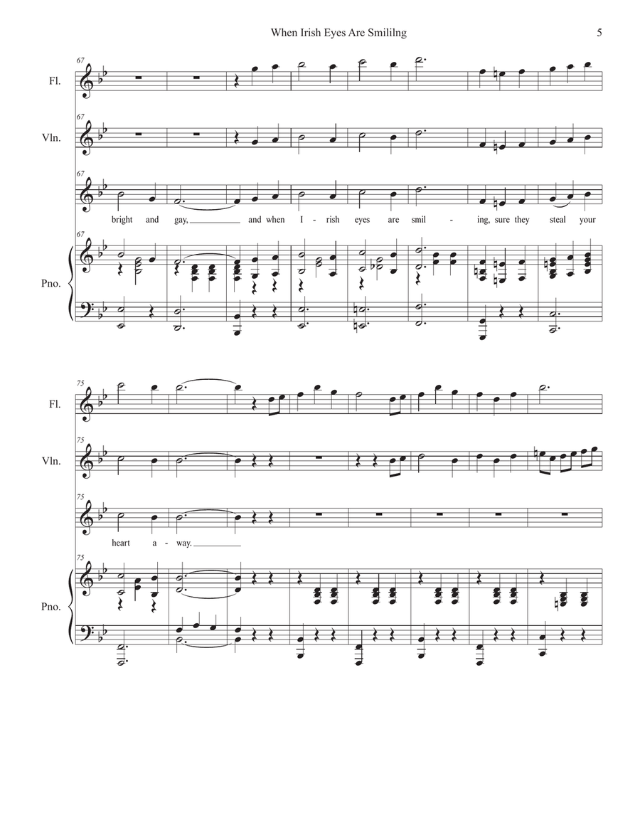 When Irish Eyes Are Smiling (Unison choir - Low Key) Unison Choir scores gallery preview page 5
