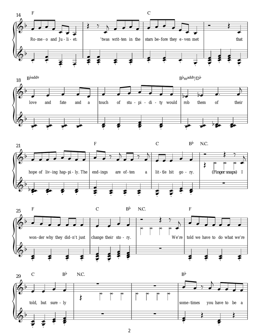 Naughty (From 'Matilda The Musical') Easy Piano scores gallery preview page 2