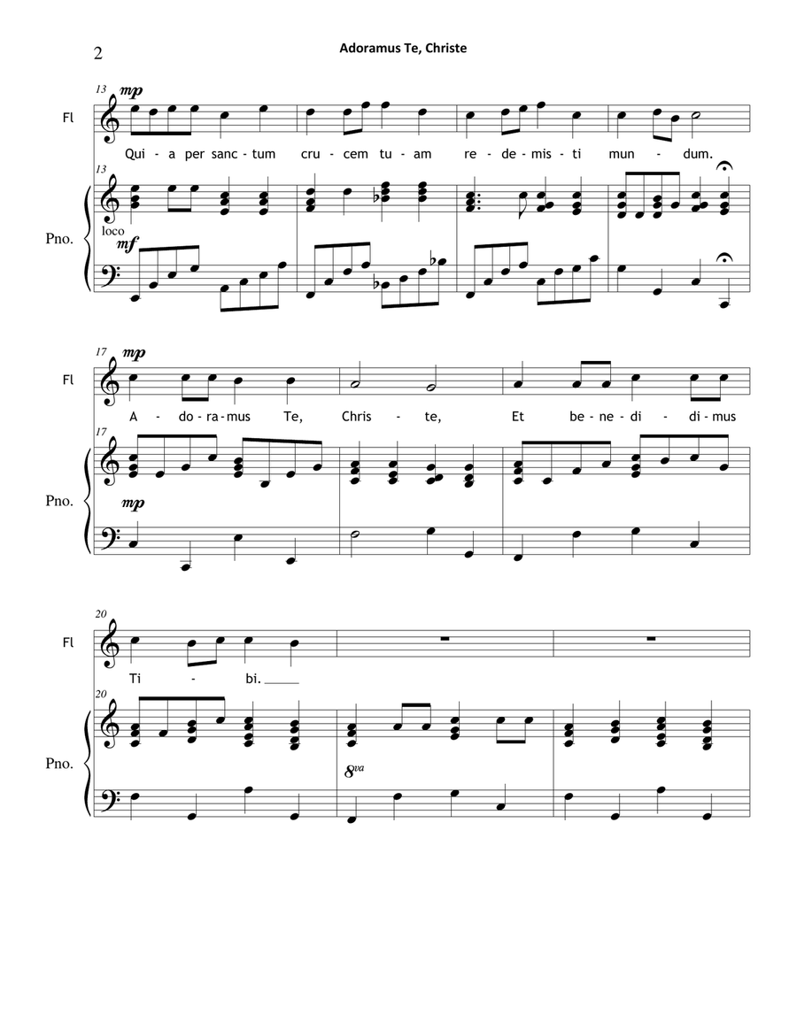 Adoramus Te, Christe (Flute & Piano) Flute Solo scores gallery preview page 2