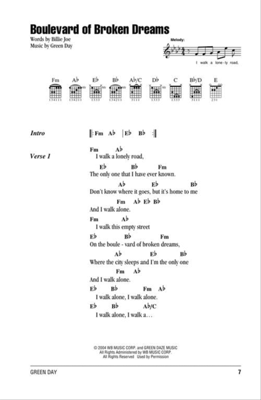 Green Day – Guitar Chord Songbook Electric Guitar scores gallery preview page 5
