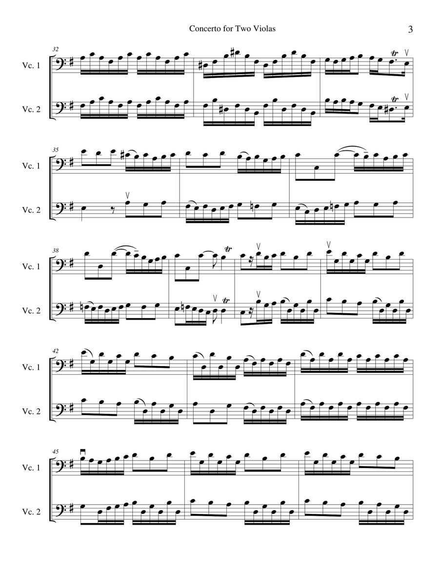 Concerto for Two Violas in G Major, transcription for cellos String Duet scores gallery preview page 5