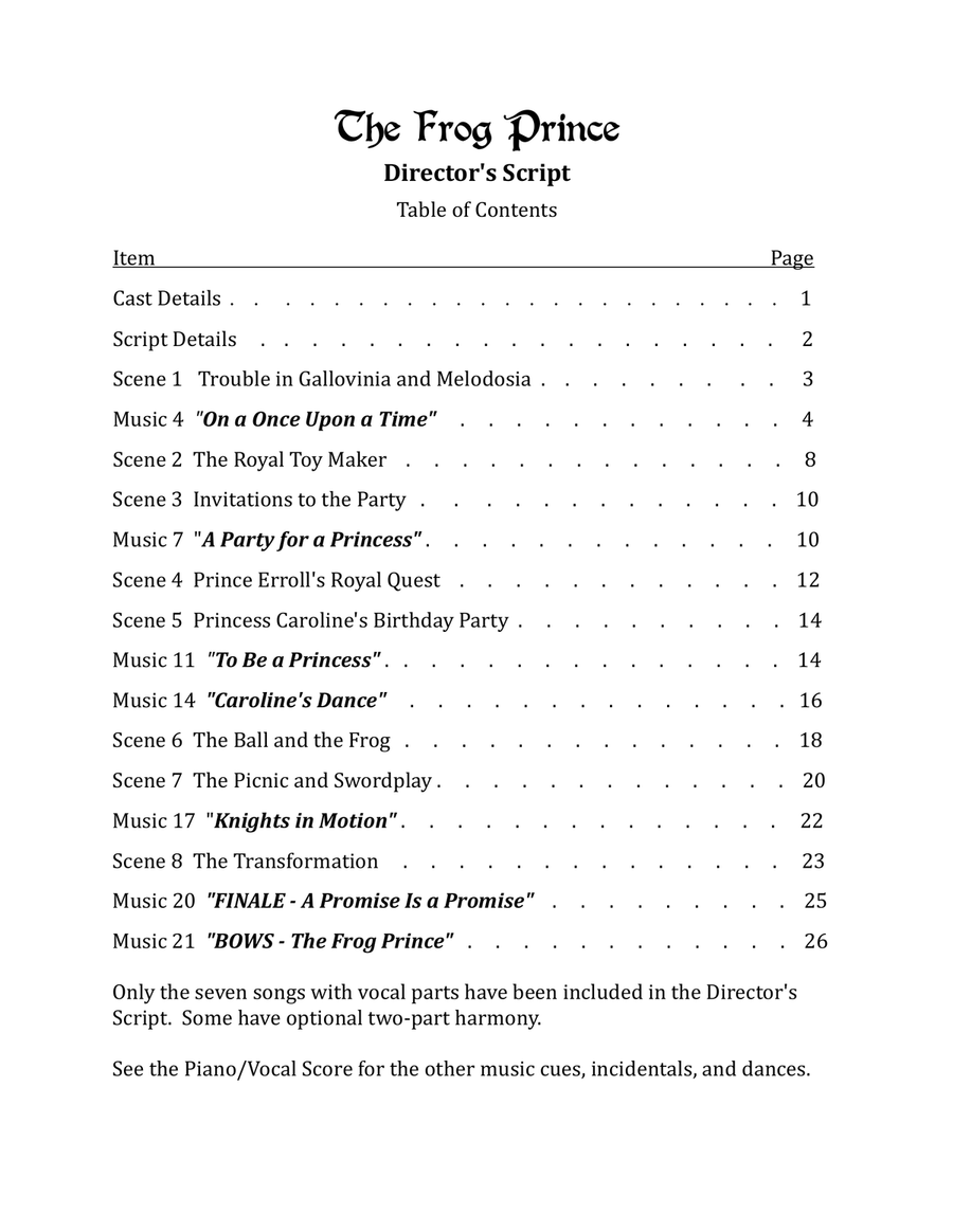 The Frog Prince - Children's Musical Director's Script Small Ensemble scores gallery preview page 3