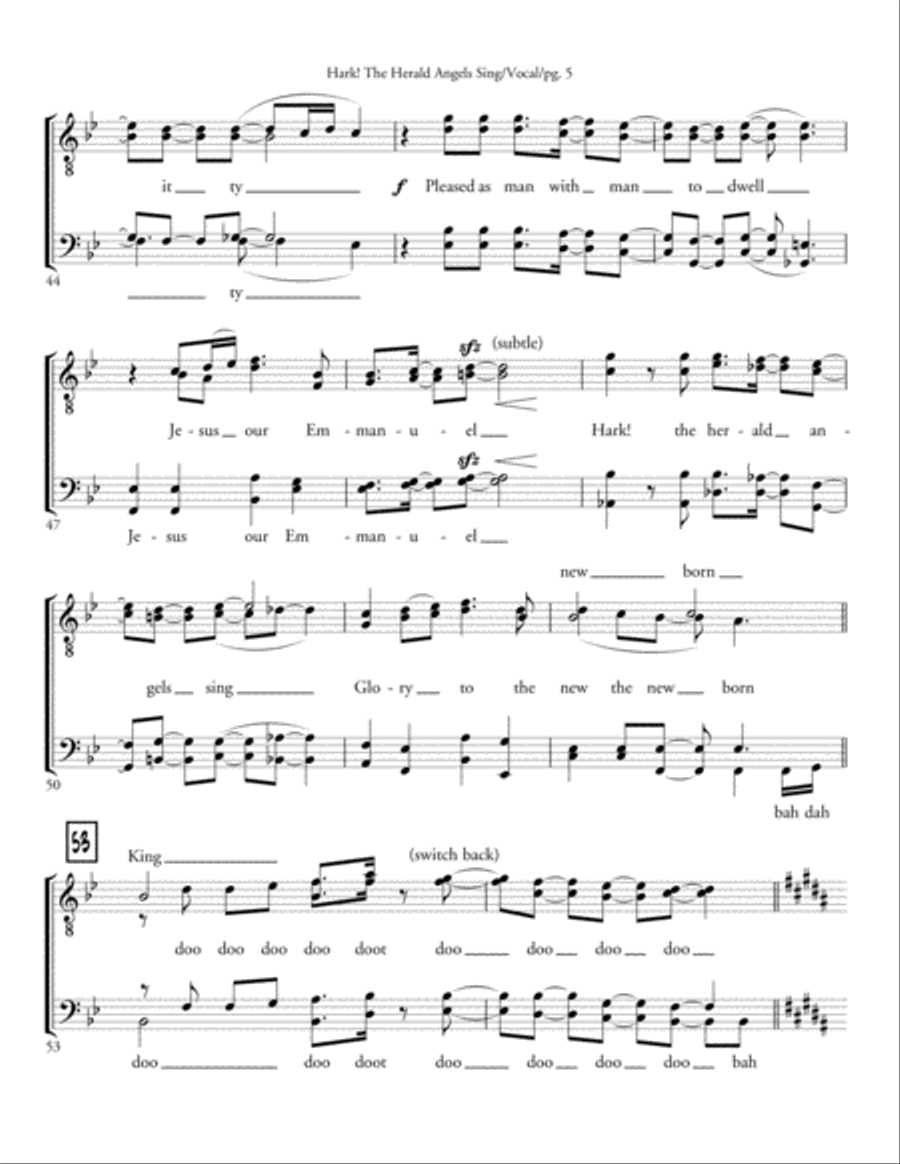 Hark! The Herald Angels Sing - TTBB acappella TTBB scores gallery preview page 5