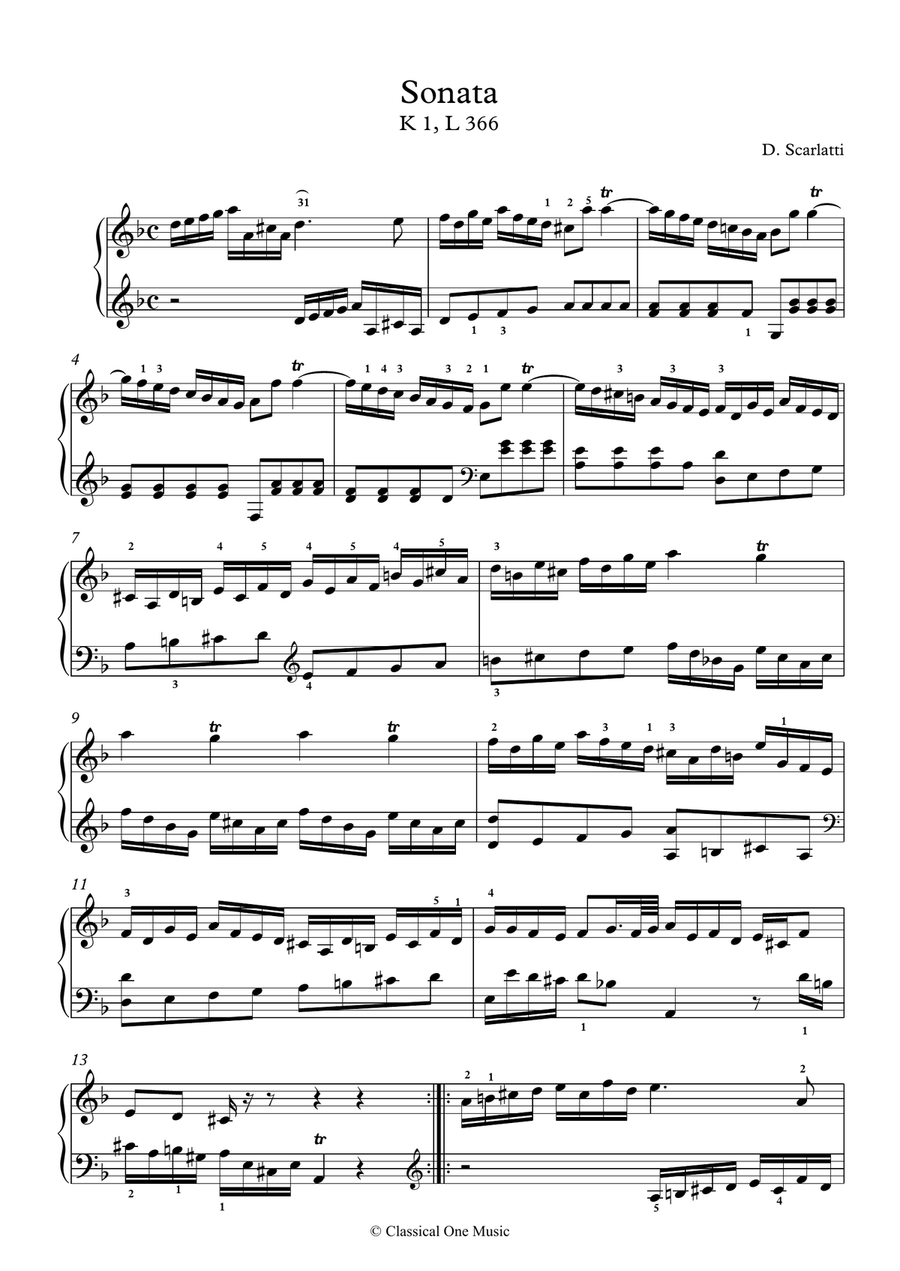 Scarlatti-Sonata in d-minor L.366 K.1(piano) Scarlatti-Sonata in d-minor L.366 K.1(piano) Piano Solo scores gallery preview page 2