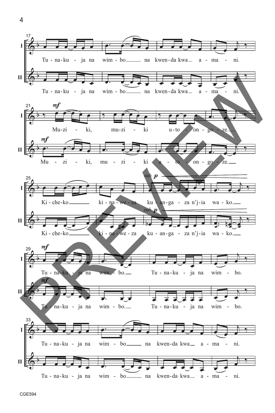 Tunakuja na Wimbo (Two-part) 2-Part scores gallery preview page 5