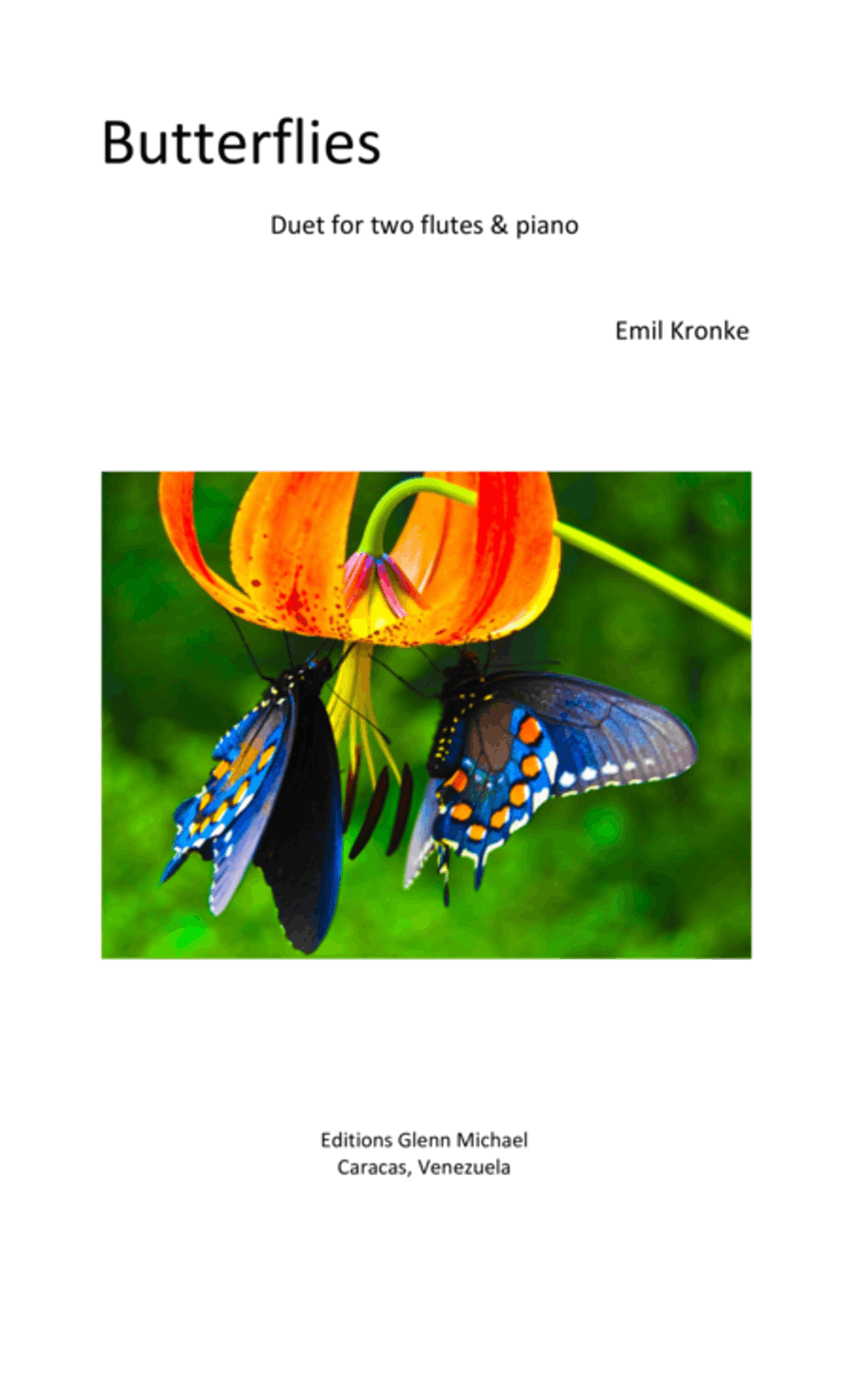 Butterflies for two flutes & piano Flute Duet scores gallery preview page 1