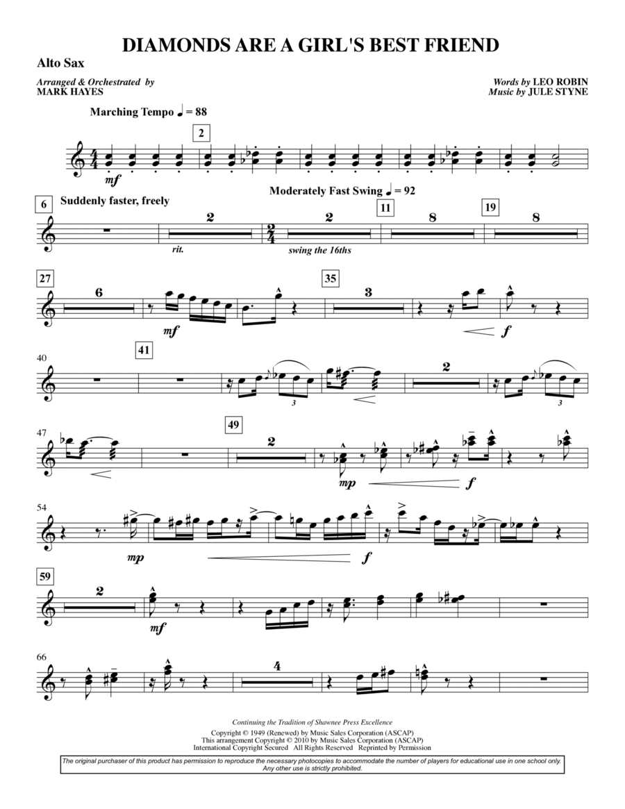 Diamonds Are A Girl's Best Friend - Alto Sax Choir scores gallery preview page 1