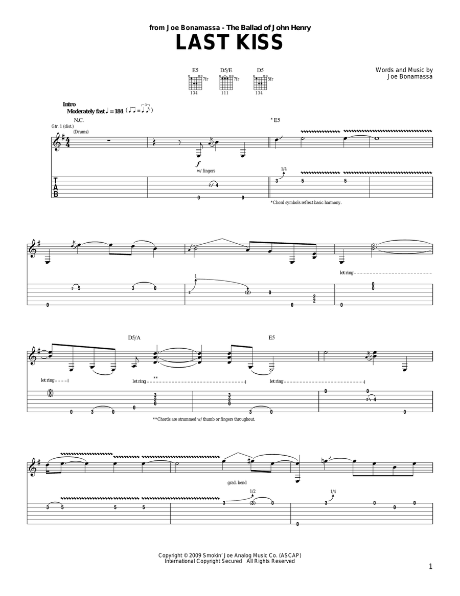 Last Kiss Acoustic Guitar scores gallery preview page 1