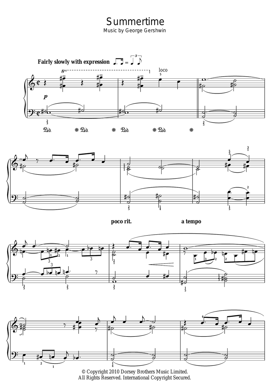 Summertime Easy Piano scores gallery preview page 1