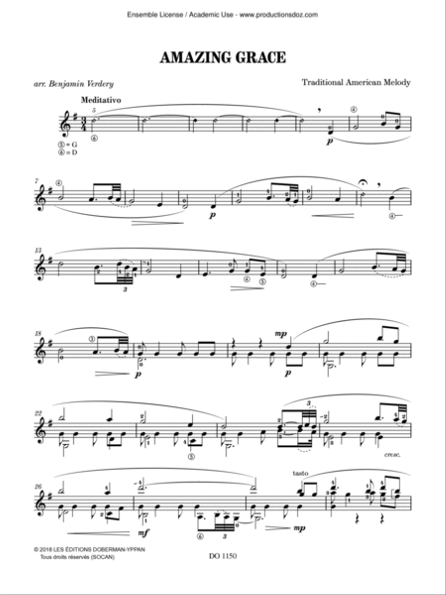 Amazing Grace Classical Guitar scores gallery preview page 2