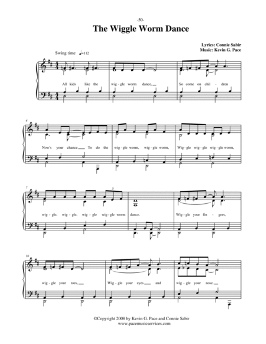 Wiggle Worm Dance - vocal solo with piano accompaniment or piano solo Voice Solo scores gallery preview page 2