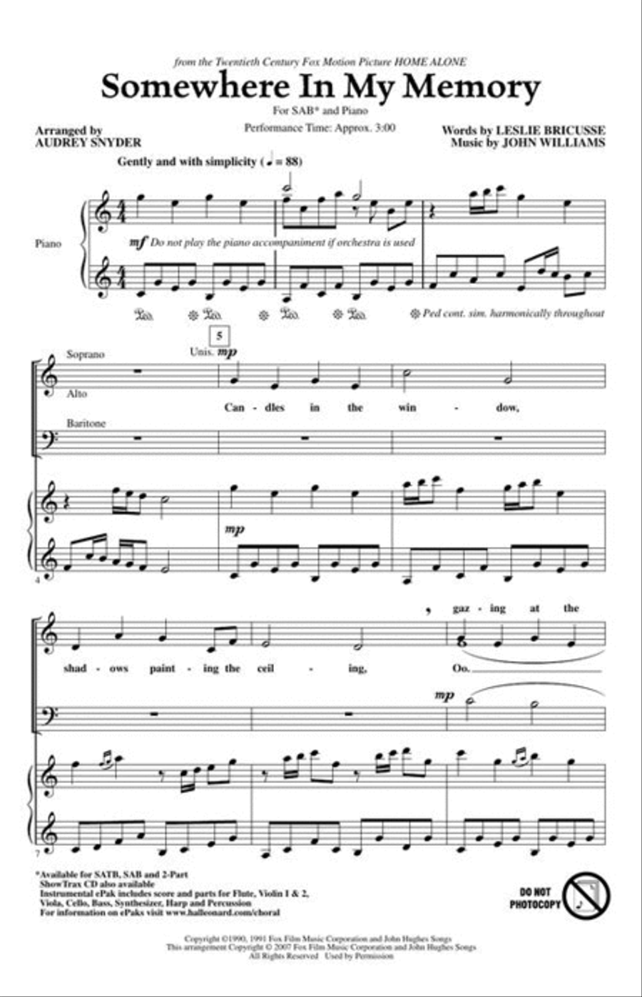 Somewhere in My Memory 3-Part scores gallery preview page 3
