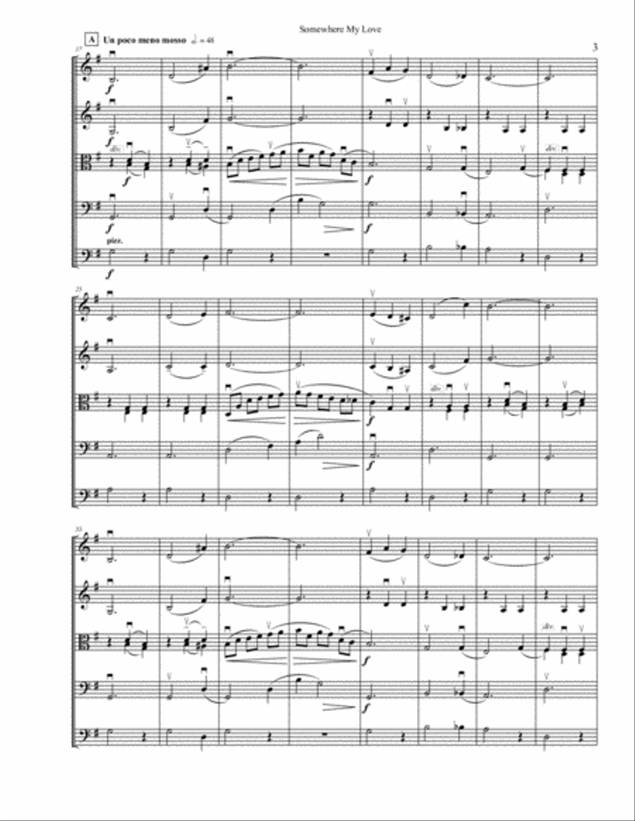 Somewhere, My Love String Orchestra scores gallery preview page 3