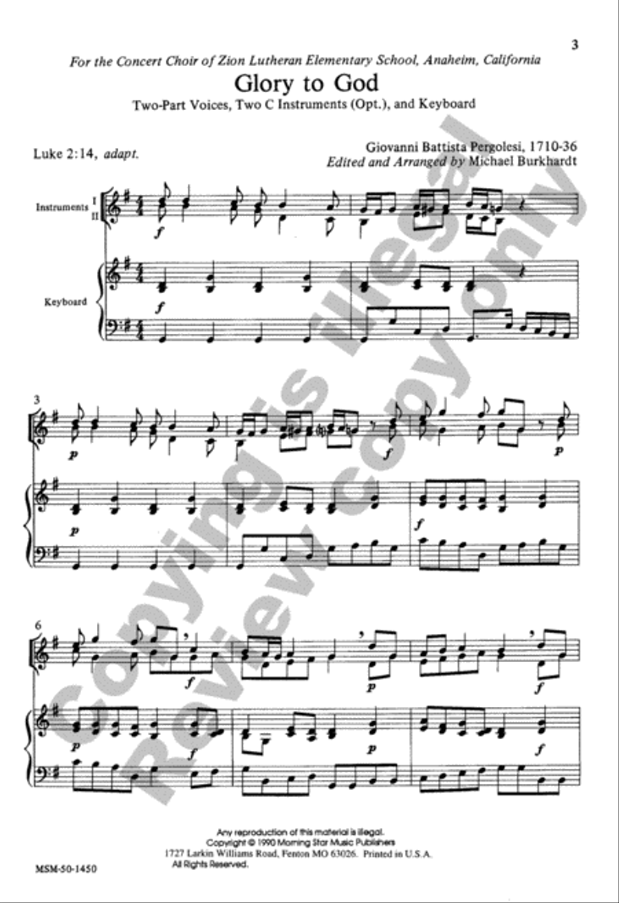 Glory to God (Choral Score)