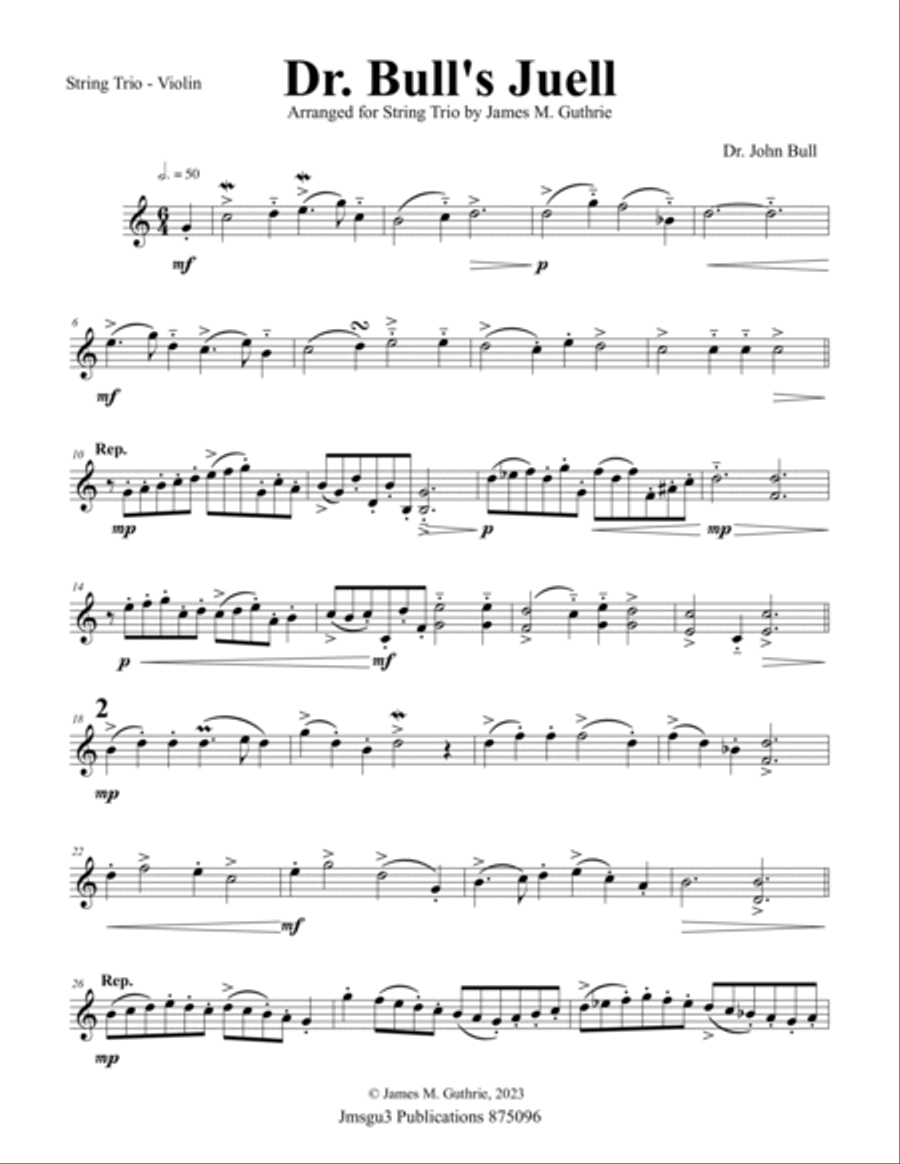 Bull: Dr. Bull's Juell for String Trio String Trio scores gallery preview page 5